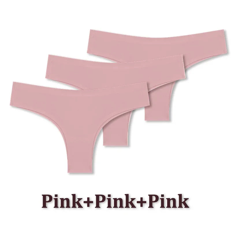 3PCS Seamless Ultra-thin Brazilian panties Maillard Panties Women Ice Silk Underwear Sexy Panty Low Waist G-string Female Solid