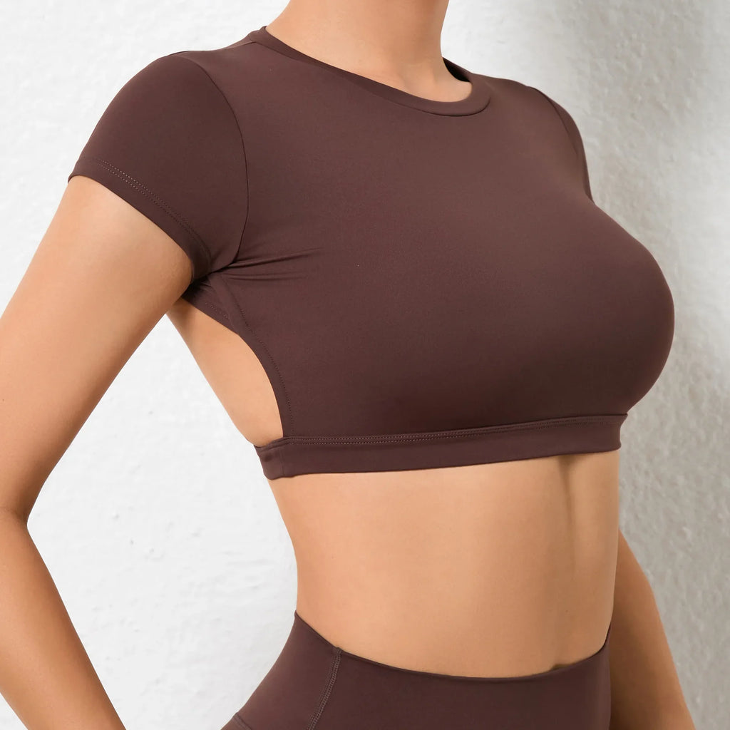 Hearuisavy Summer Customizable Sports Shirts Workout Sportswear Backless Yoga Clothing Chest Pads Sport Crop Tops Gym Top Women