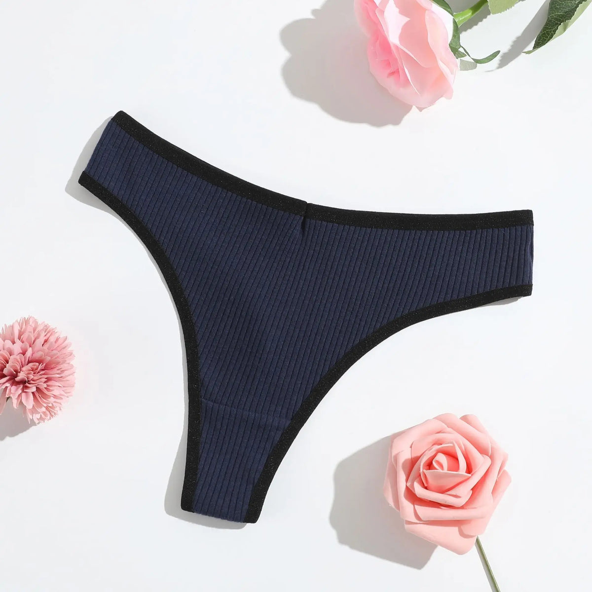 1pcs Seamless Cotton Thong Ribbed Ladies Panties Low Rise Solid Color Sexy G-string Panties Female Breathable Underwear