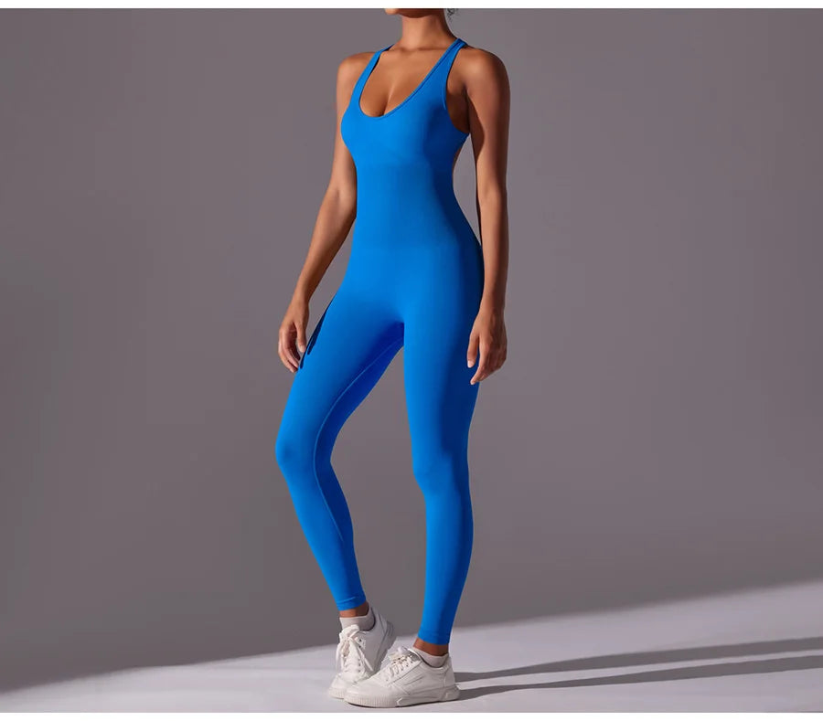 Seamless One-Piece Yoga Jumpsuit Women Fitness Sports Overalls Dance Workout Set Stretch Bodysuit Gym Clothes Push Up Sportswear