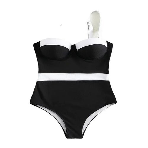 2024 New Push Up Swimsuit One Piece Patchwork Swimwear Women Sexy Underwire Bodysuit Monokini Women Bathing Suits Swimming Suits