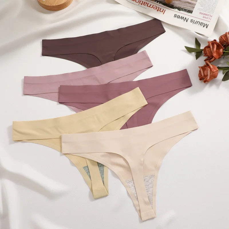 5Pcs/Set Seamless Ultra-thin panties Maillard Panties Women Ice Silk Underwear Sexy Panty Low Waist G-string Female Solid Panty