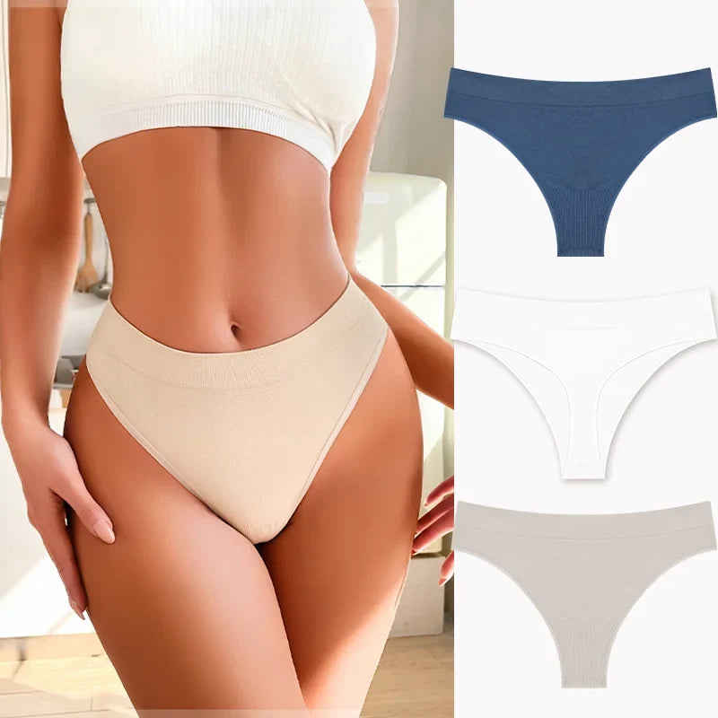 3PCS Seamless Women's Lingerie Female Thongs Sexy Underwear Low-Rise Underpant Women's Panties Intimates Bikini Briefs S-XL