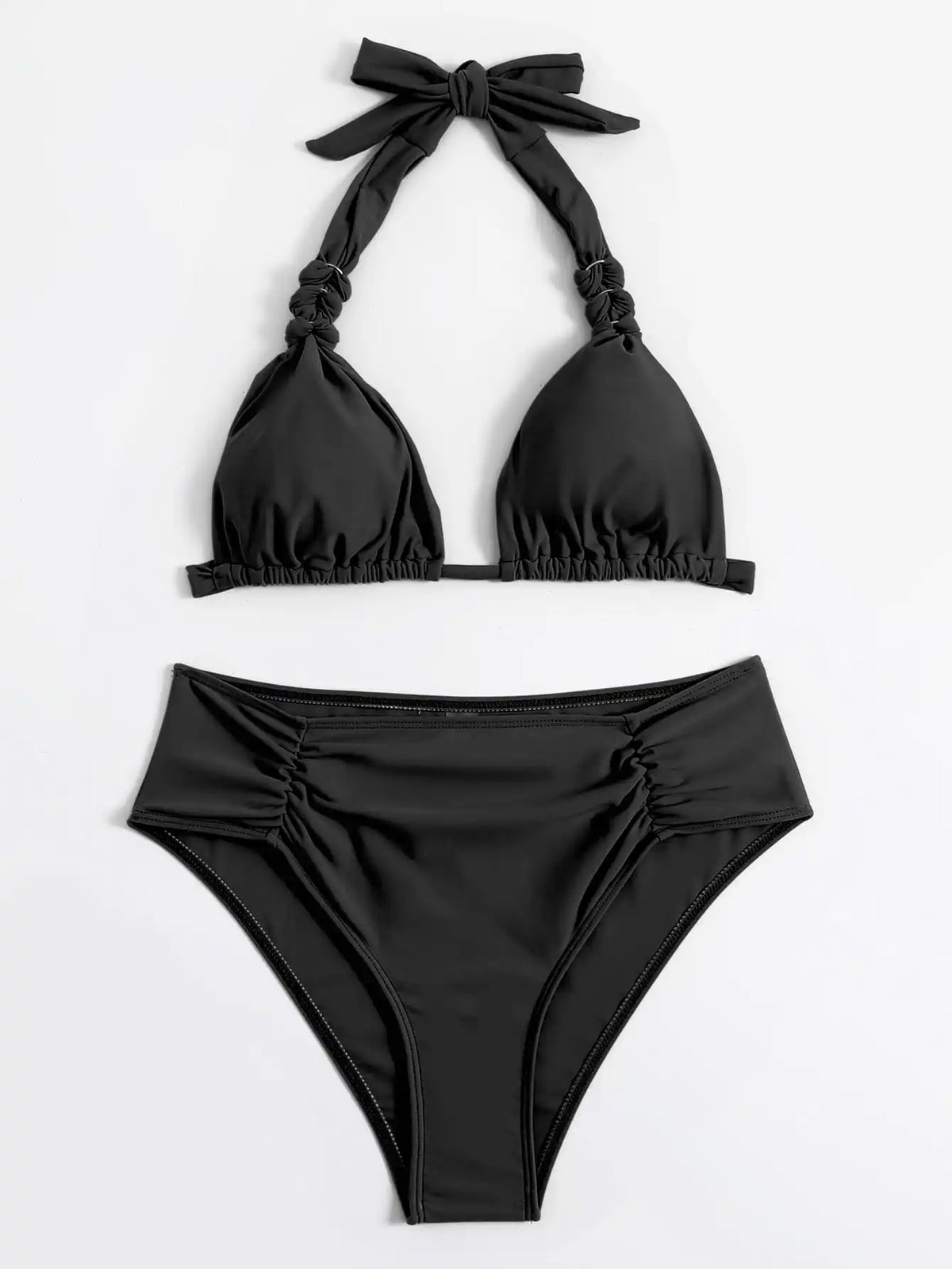 2024 Sexy Bikinis Women Brown Halter Brazilian Swimsuit Female Pleated Bikini Set Black Push Up Swimwear Beach Wear Bathing Suit