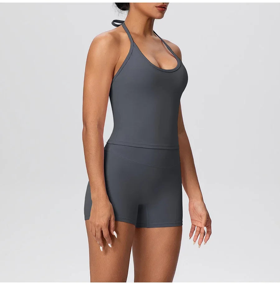 New 2Pcs Yoga Sets Naked Feel Women Workout Fitness Gym Clothes High Waist Yoga Shorts And Sports Bra Impact Shorts Workout Sets