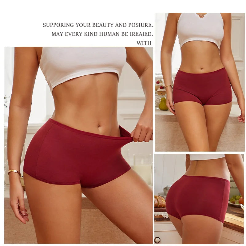 3PCS Women's  Cotton Seamless Panties Sports Boxers Underwear Female Solid Color Briefs Cozy Lingerie Intimate Underpants XS-XL
