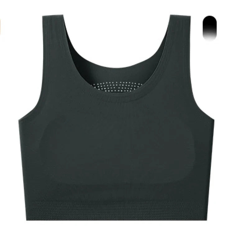 Women's Large Breasts Underwear Wide Shoulder Invisible Corset Antibump Thin Underwear Full Cup Vest Traceless Bra with Bra Pads