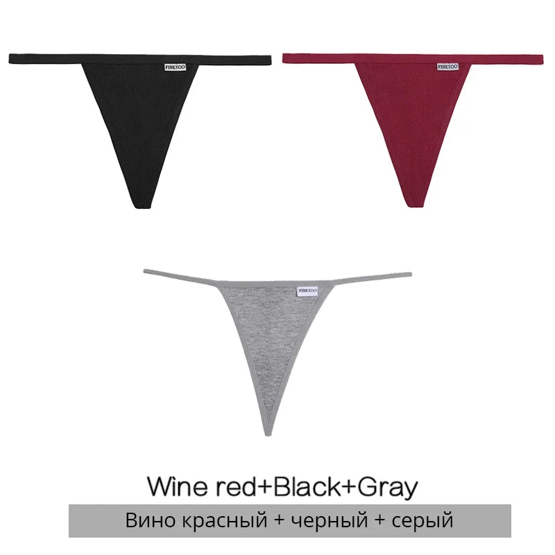 3Pcs/set Cotton Thongs M-XL Sexy Bikini Panties Women T-Back Underpants Girls Low Waist G-string Underwear Female Lingerie 2022