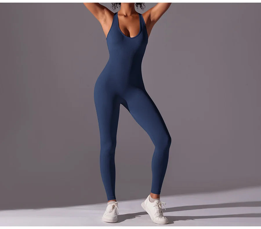 Seamless One-Piece Yoga Jumpsuit Women Fitness Sports Overalls Dance Workout Set Stretch Bodysuit Gym Clothes Push Up Sportswear