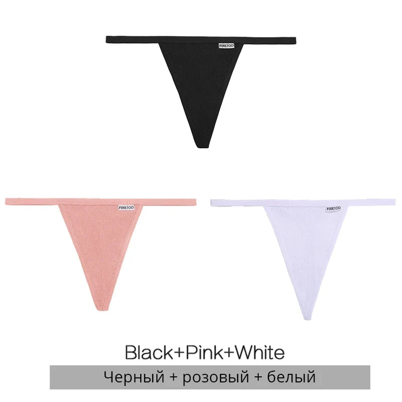 3Pcs/set Cotton Thongs M-XL Sexy Bikini Panties Women T-Back Underpants Girls Low Waist G-string Underwear Female Lingerie 2022