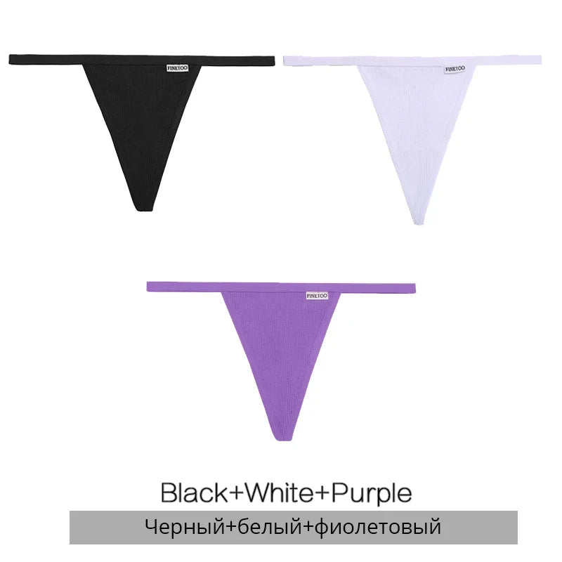 3Pcs/set Cotton Thongs M-XL Sexy Bikini Panties Women T-Back Underpants Girls Low Waist G-string Underwear Female Lingerie 2022
