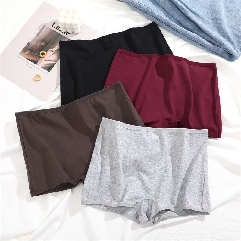 5Pcs Women's Cotton Underwear Boxers Seamless Sports Panties Female Solid Color Briefs Cozy Lingerie Intimate Underpants XS-XL