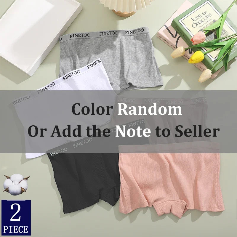 2Pcs Seamless Women Cotton Boxers Underwear Ice Silk Shorts Solid Color Ladies Soft Boyshorts Plus Size M/L/XL