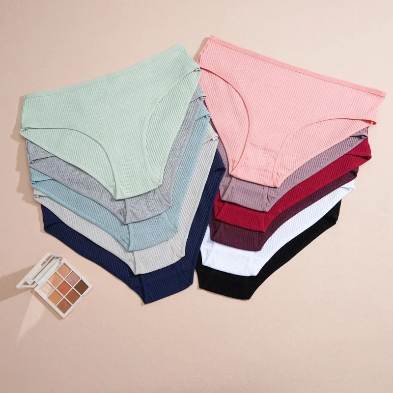 3Pcs/Set Women's Seamless Cotton Briefs Women Panties Solid Color Breathable Underwear Female Low Waist Soft Lingerie S-XXL