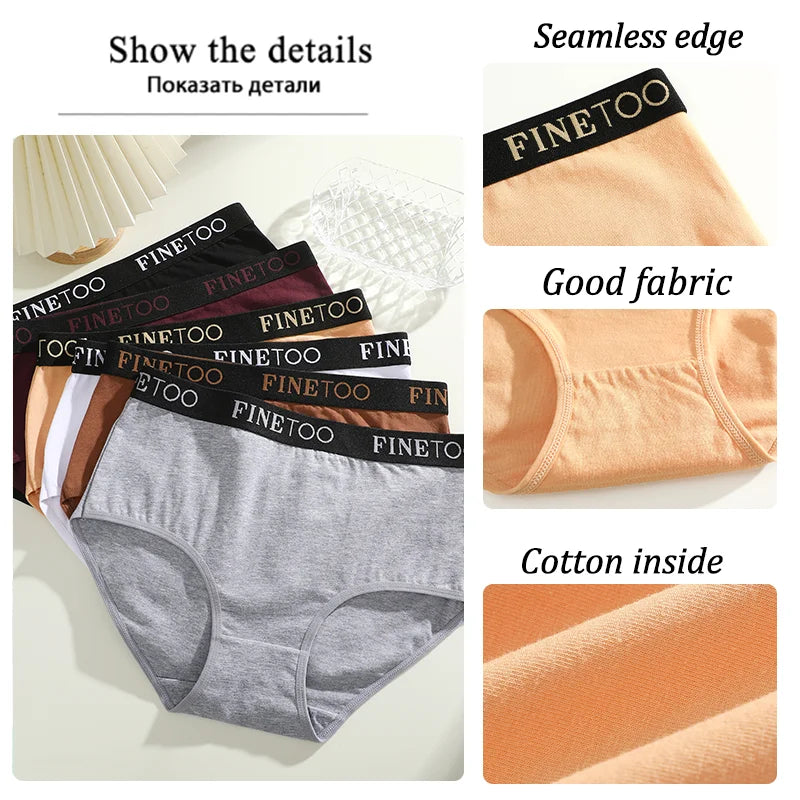 Finetoo 3Pcs Women's Seamless Cotton Briefs Women Plus SizePanties Breathable Underwear Female Low Waist Soft Lingerie S-XXL