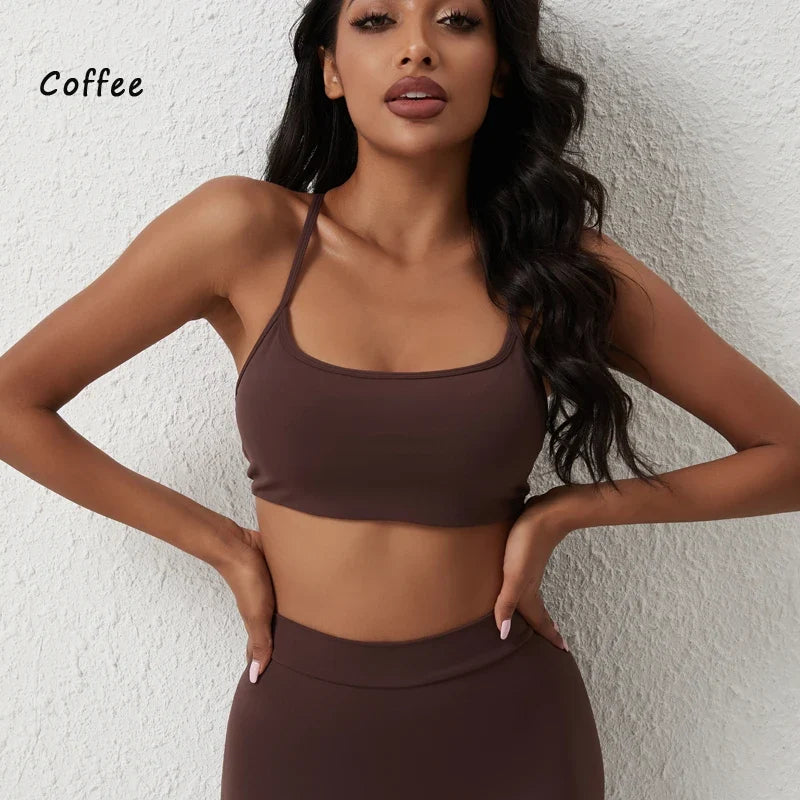 DIAS FIT JOY New style cross back yoga bra Plus Size removable chest cushion sexy back sports vest fitness running gym