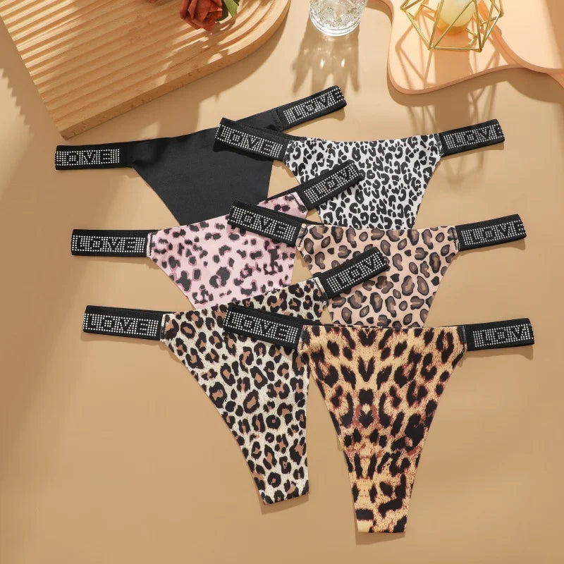 New Women's Smooth Low Waist Sexy Panties Women Thongs Rhinestones Letter Diamonds G-string Sports Thong Briefs T-back Shiny