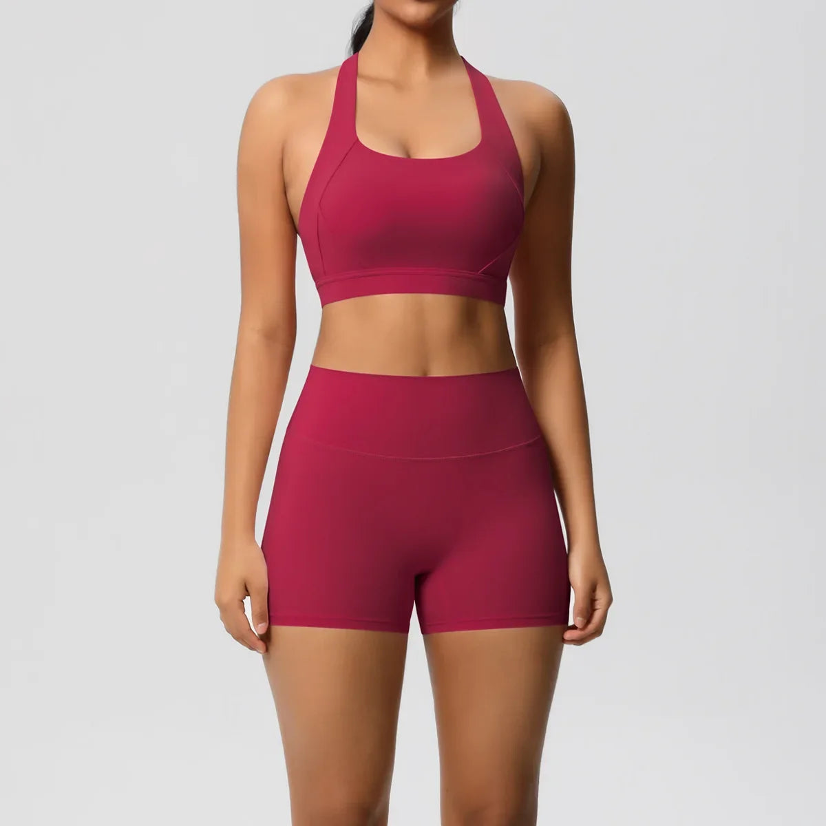 2PCS Yoga Set Gym Clothes Sportswear Women Tracksuit Fitness Tracksuit Workout Suit Sports Bra Gym High Waist Push Up Shorts