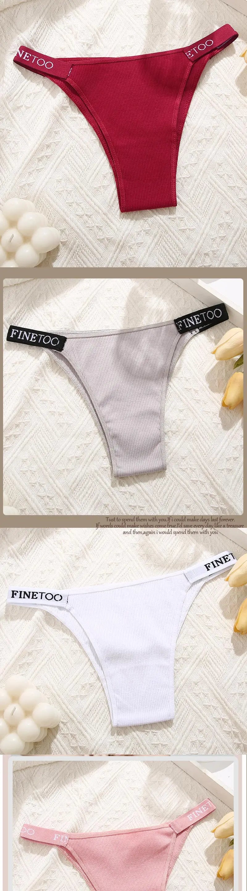 5PCS Women Cotton Maillard Brazilian Sexy Panties Breathable Low Waist Female Underwear Soft Solid Color Intimates High Elastic