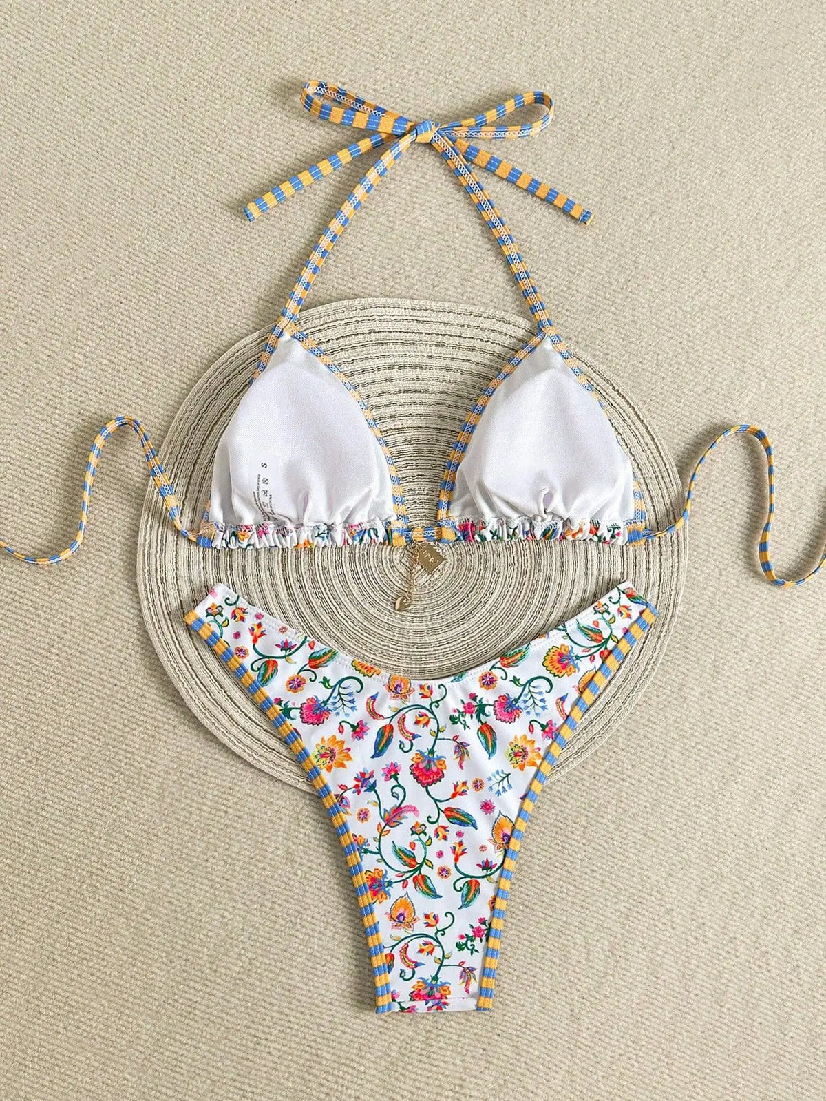 Sexy White Floral Print Micro Bikini 2026 Women Brazilian Push Up Bra Thong Swimsuit Beach Bathing Suit Holiday Swimwear Biquini