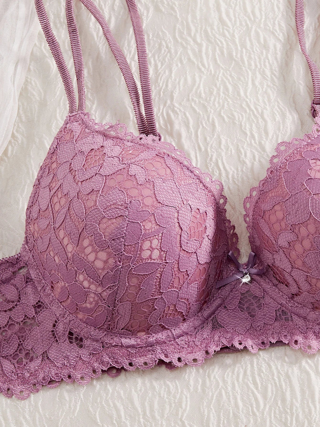 6-Piece Set Women's Bra and Panties Set Sexy Patterned Lace Patchwork No Lining Comfortable Fitting Women's Push-Up Bra Women's Underwear Set
