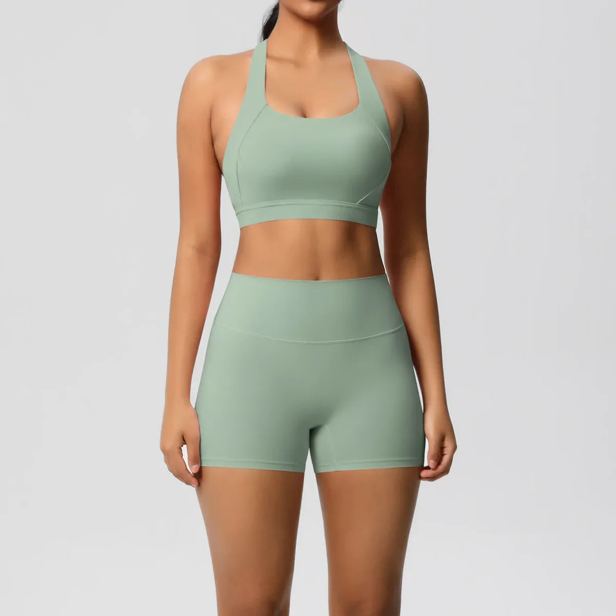 2PCS Yoga Set Gym Clothes Sportswear Women Tracksuit Fitness Tracksuit Workout Suit Sports Bra Gym High Waist Push Up Shorts
