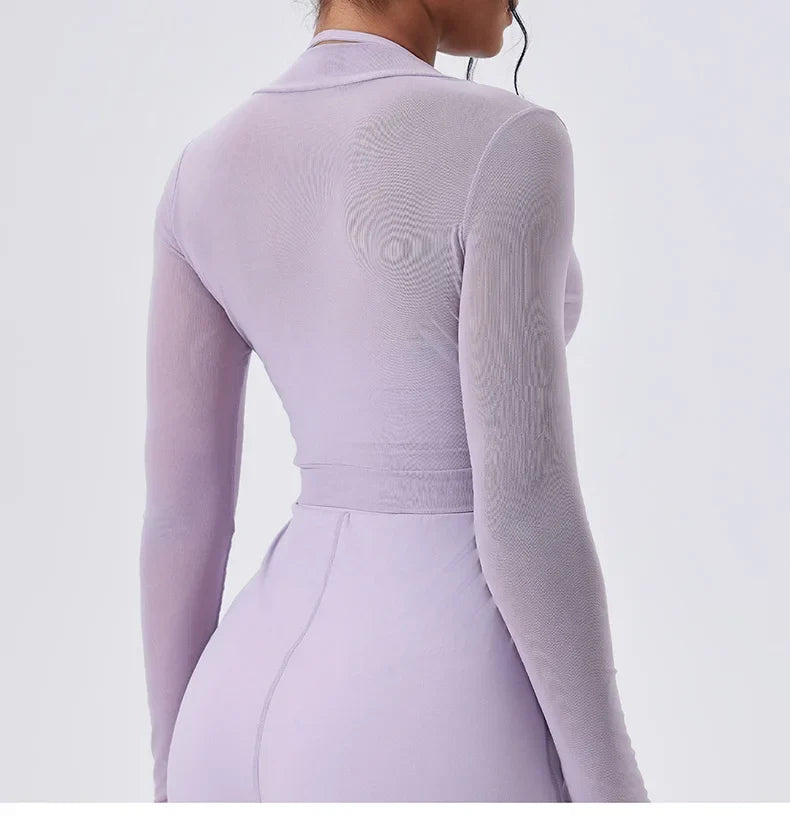 Women Crop Tops Yoga T-shirts Solid Sports Top Long Sleeve Running Shirts Sexy Exposed Navel Quick Dry Fitness Gym Sport Wear