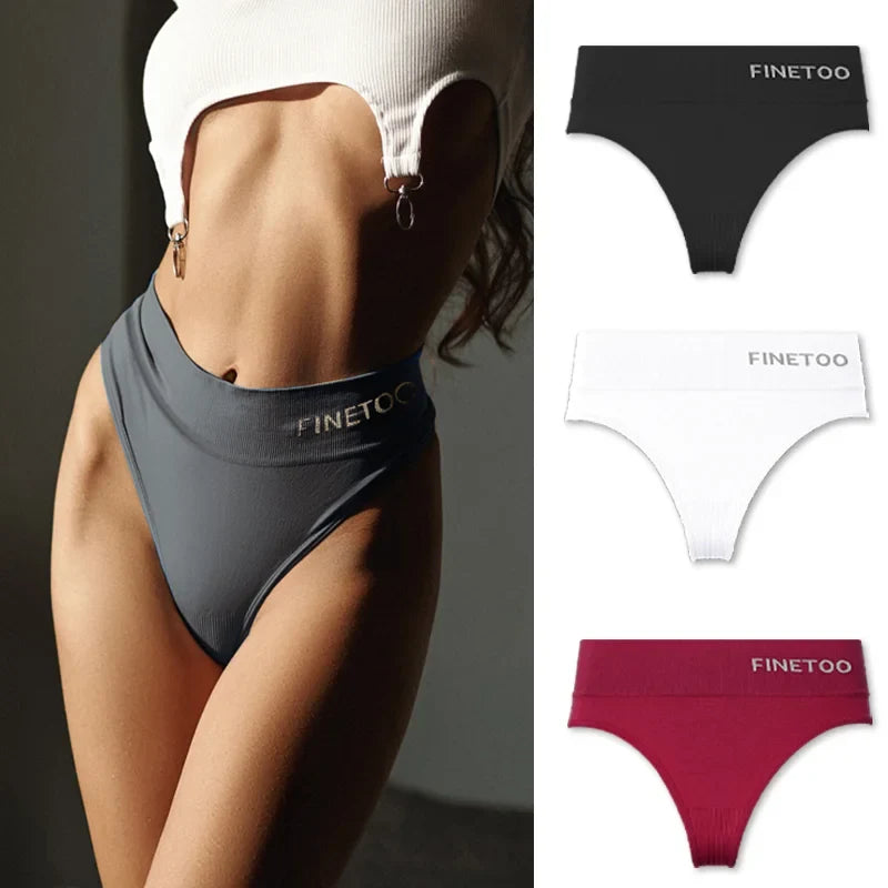 3Pcs M-2XL Seamless Thongs Women High Waist G-string Ladies Comfortable Bikini Panties Thong Underpants Girls Underwear Lingerie