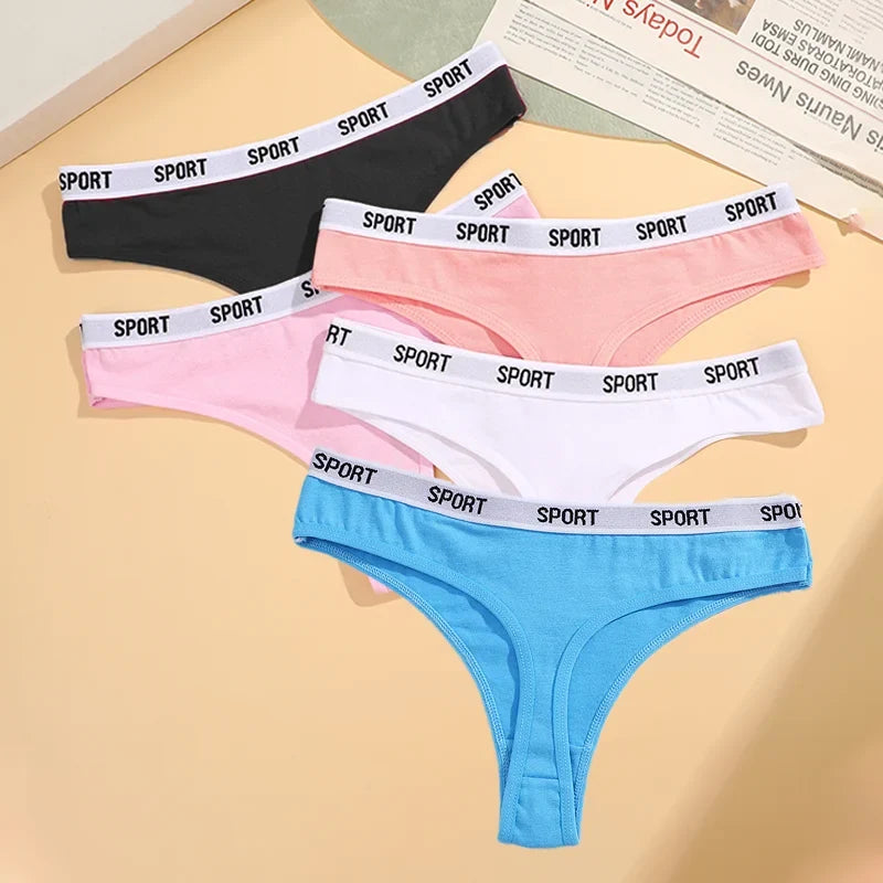 5Pcs/Set Women Thongs Cotton Panties Plus Zise Underwear Sexy G-String Low Waist Briefs Underpants Comfortable Lingerie S-XL