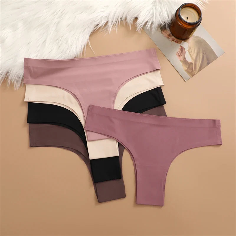3PCS Seamless Ultra-thin Brazilian panties Maillard Panties Women Ice Silk Underwear Sexy Panty Low Waist G-string Female Solid