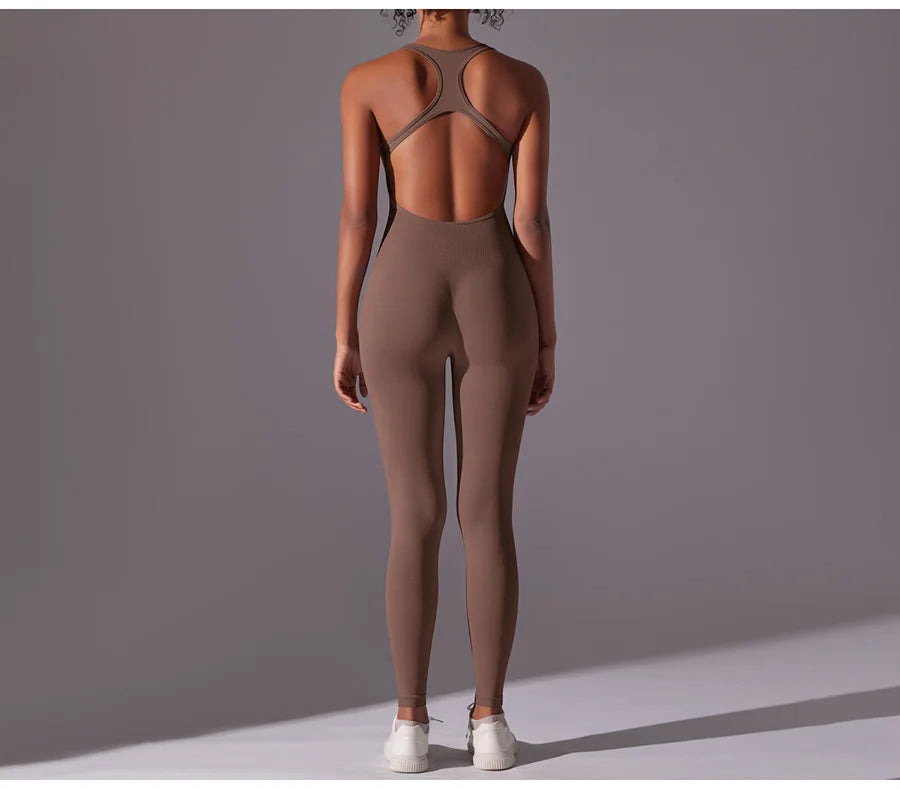 Seamless One-Piece Yoga Jumpsuit Women Fitness Sports Overalls Dance Workout Set Stretch Bodysuit Gym Clothes Push Up Sportswear