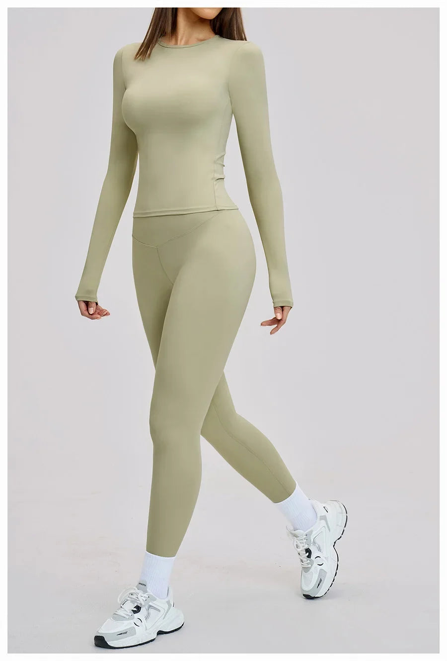 New Yoga Set 2PCS Gym Clothes Workout Outfits Women Long-sleeved T-shirt Sportswear Tracksuits Fitness Sports Vest Gym Leggings