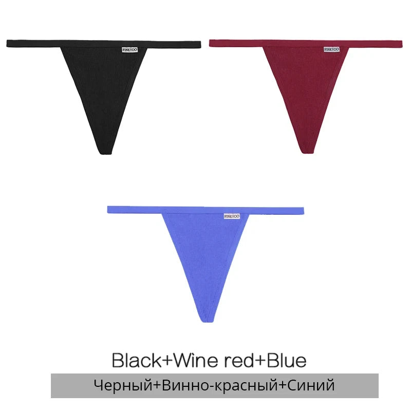3Pcs/set Cotton Thongs M-XL Sexy Bikini Panties Women T-Back Underpants Girls Low Waist G-string Underwear Female Lingerie 2022
