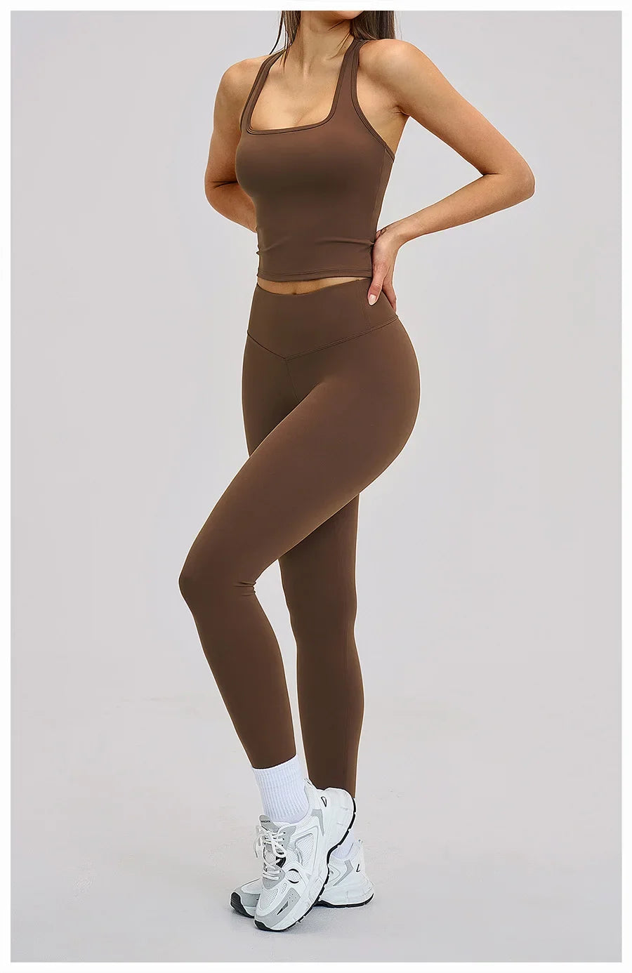New Yoga Set 2PCS Gym Clothes Workout Outfits Women Long-sleeved T-shirt Sportswear Tracksuits Fitness Sports Vest Gym Leggings