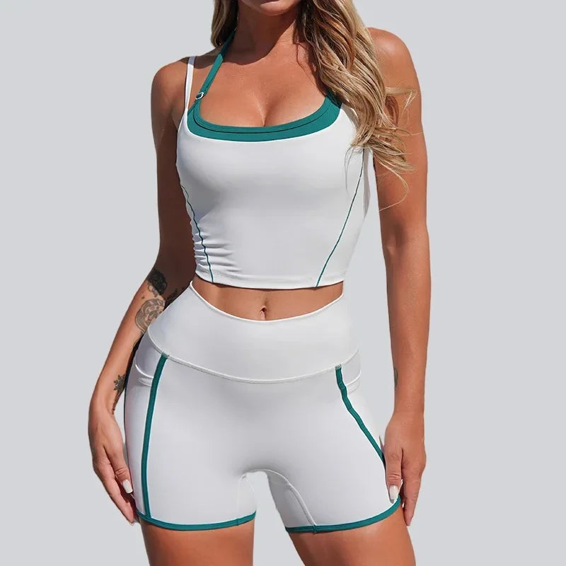 2026 Spring and Summer New Casual Women's Clothing Neck Back Yoga Suit Fitness Sports Fitness Clothing Two-piece Set