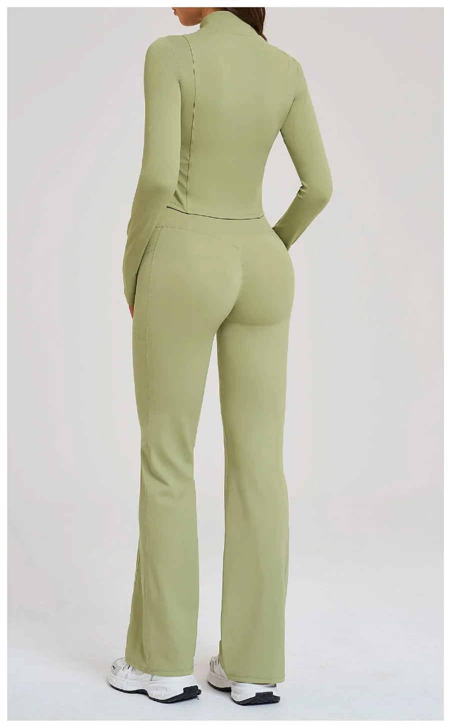 2PCS Yoga Set Gym Clothes Sportswear Seamless Women Fitness Long Sleeved Tracksuits Sports Workout Gym Flared Leggings Athletic