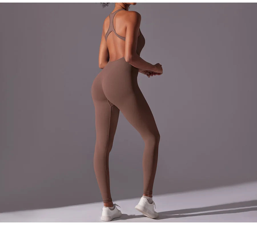 Seamless One-Piece Yoga Jumpsuit Women Fitness Sports Overalls Dance Workout Set Stretch Bodysuit Gym Clothes Push Up Sportswear