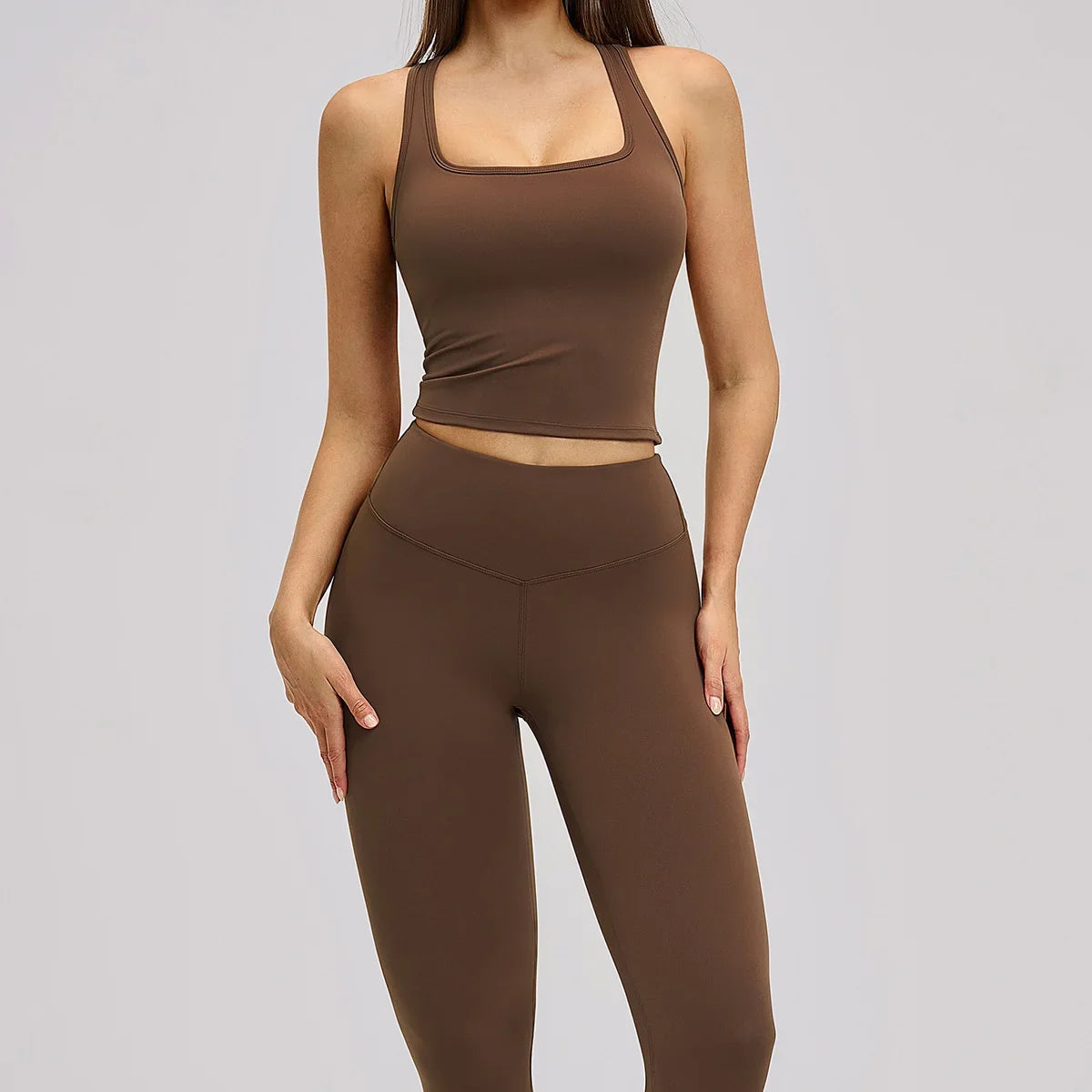 New Yoga Set 2PCS Gym Clothes Workout Outfits Women Long-sleeved T-shirt Sportswear Tracksuits Fitness Sports Vest Gym Leggings