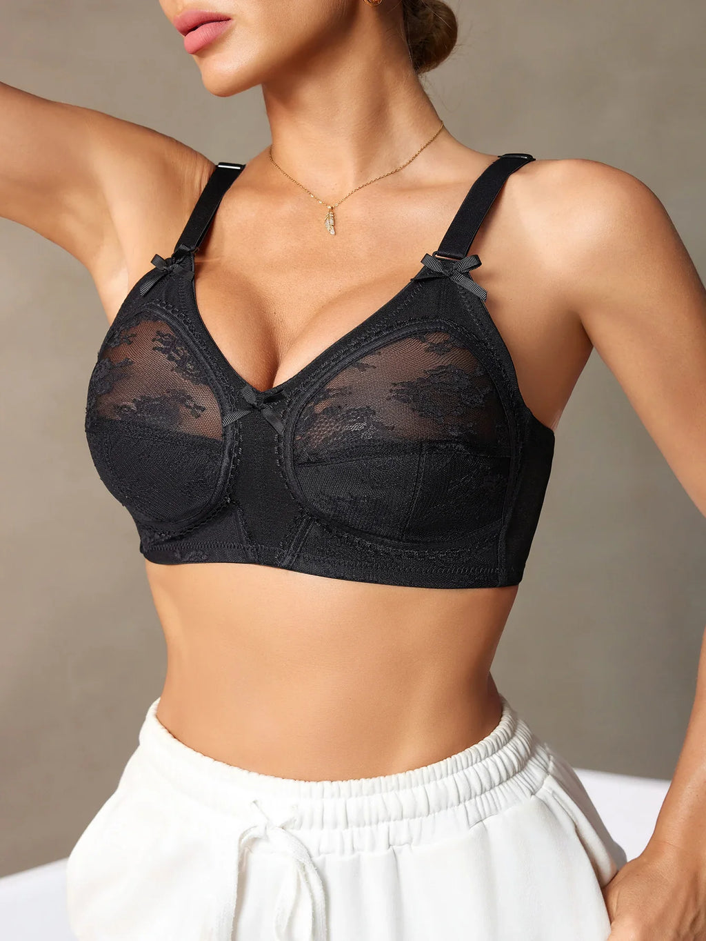 4Pcs Wireless Lace Women's Bra Unlined Full Cup Bralette for Women Comfort Daily Wide Strap Mesh Lace Lingerie Bra S-XXL