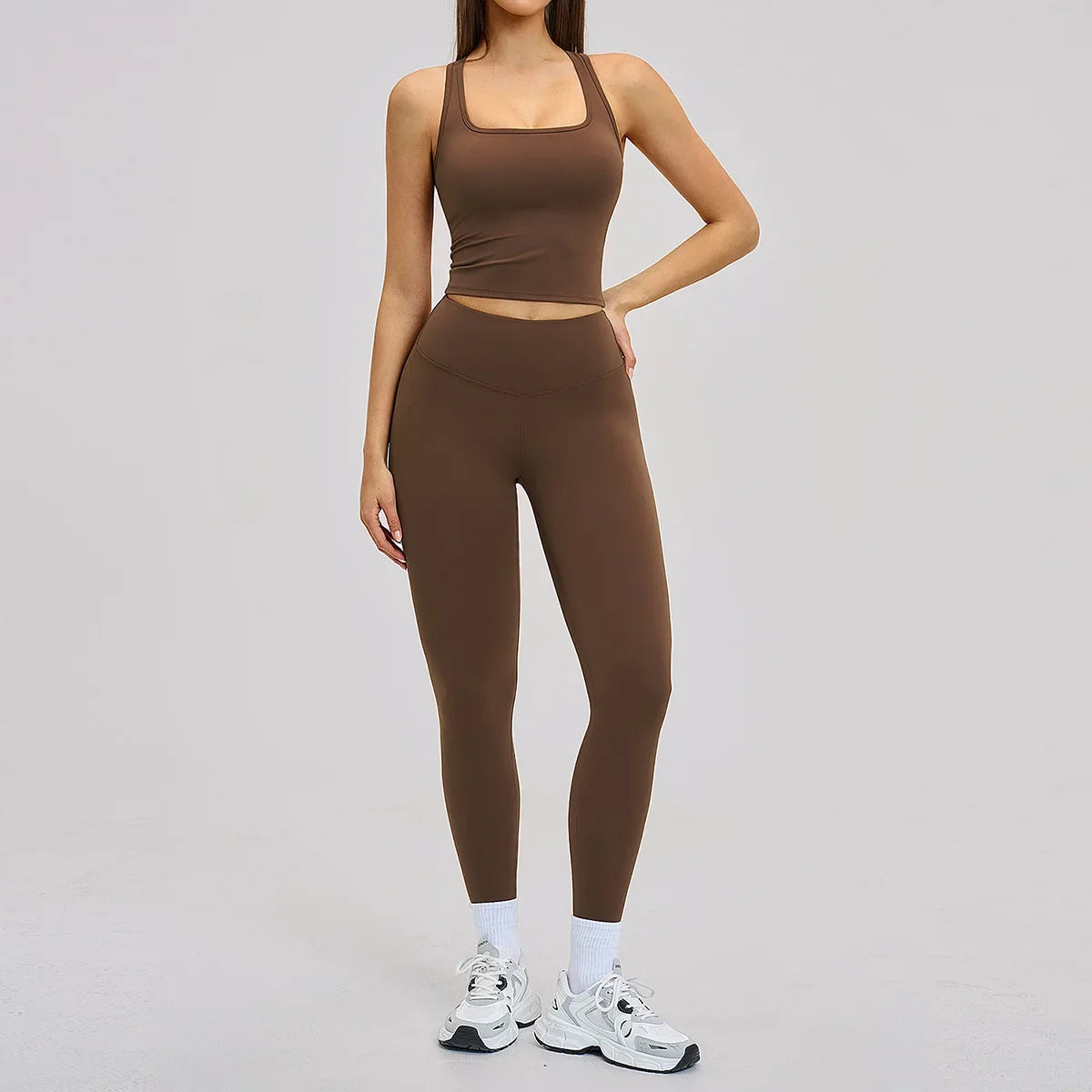 New Yoga Set 2PCS Gym Clothes Workout Outfits Women Long-sleeved T-shirt Sportswear Tracksuits Fitness Sports Vest Gym Leggings