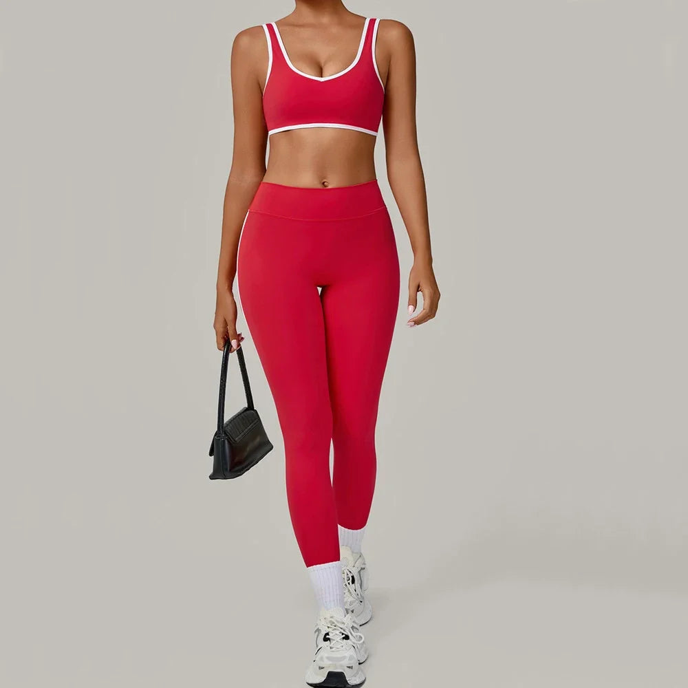 2PCS Women's Padding Sports Bra Pants Yoga Set High Waist Peach Hip Fitness Suit Running Workout Gym Leggings Yoga Set XP397