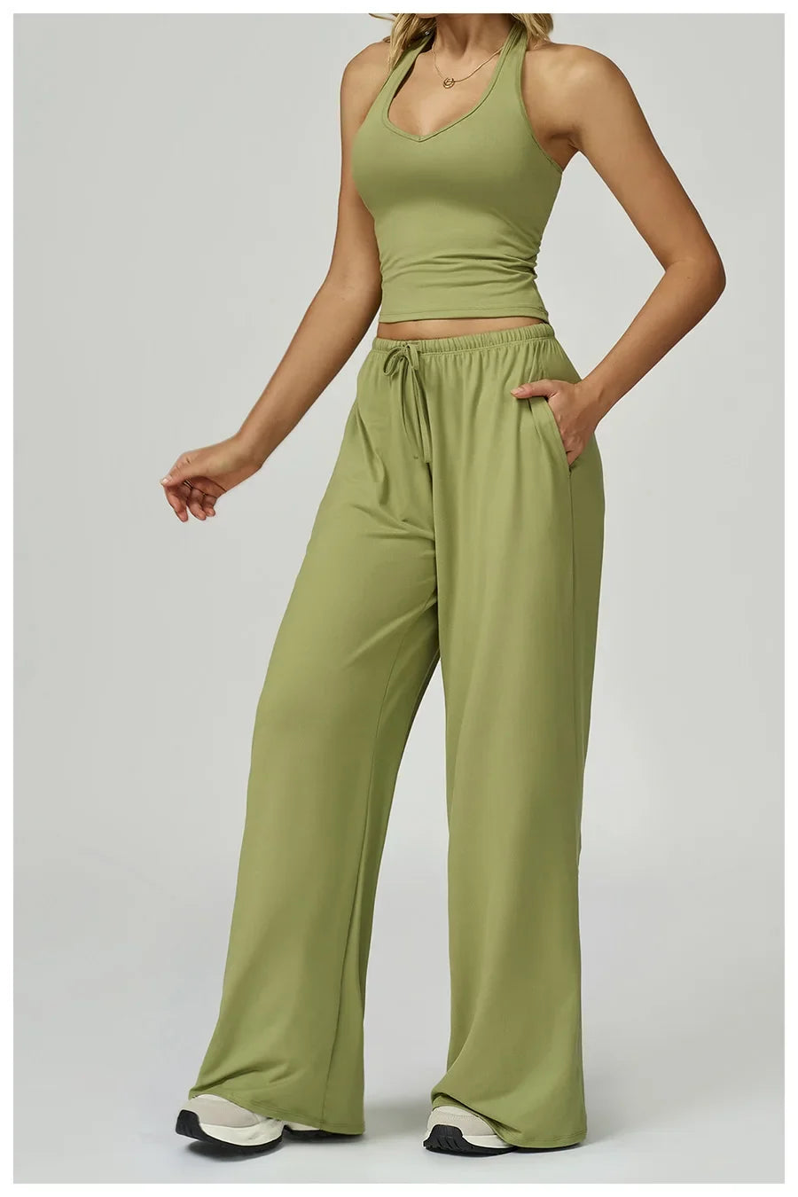 New Women Yoga Set 2/3 Pieces Long sleeves Workout Tracksuit Sportswear Gym Clothing Wide-leg sport pants Fitness Sports Suit