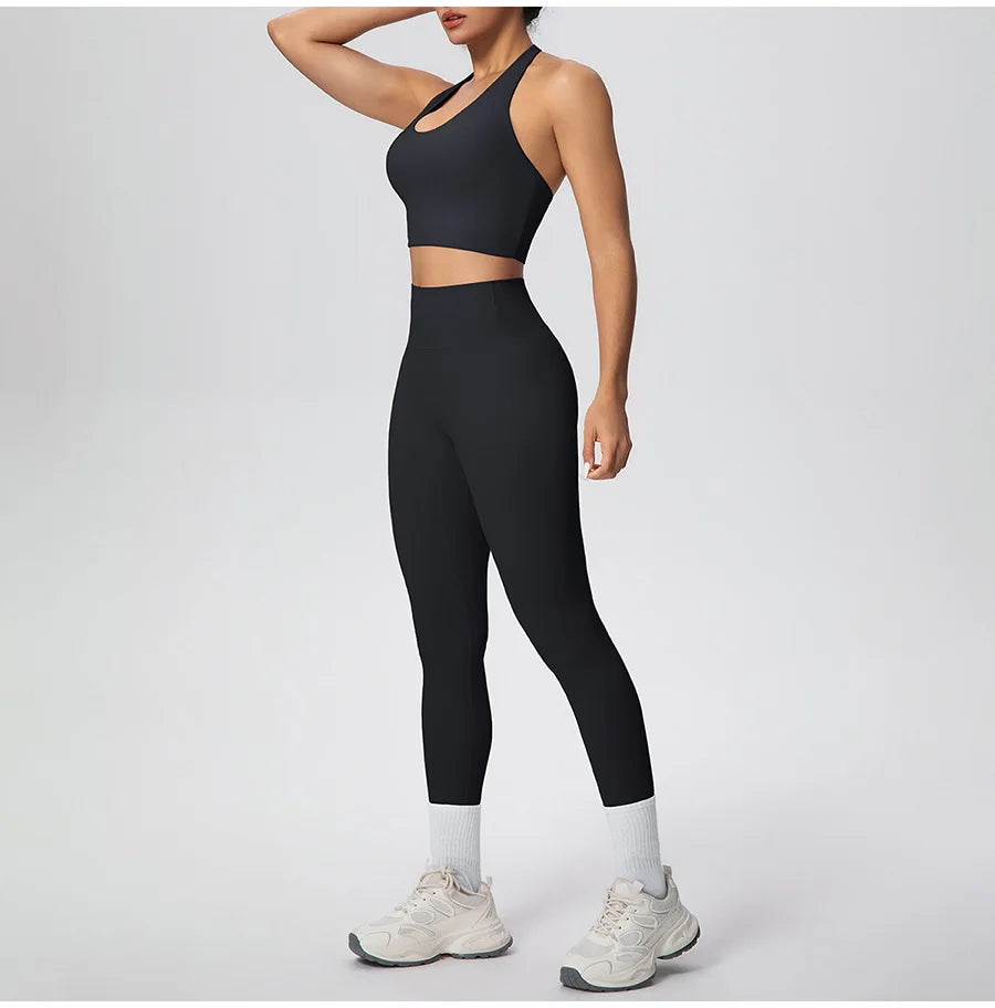 Yoga Clothing Set Women's High Waisted Leggings and Top 2 Piece Seamless Fitness Exercise Clothing Gym Sportswear Tracksuits