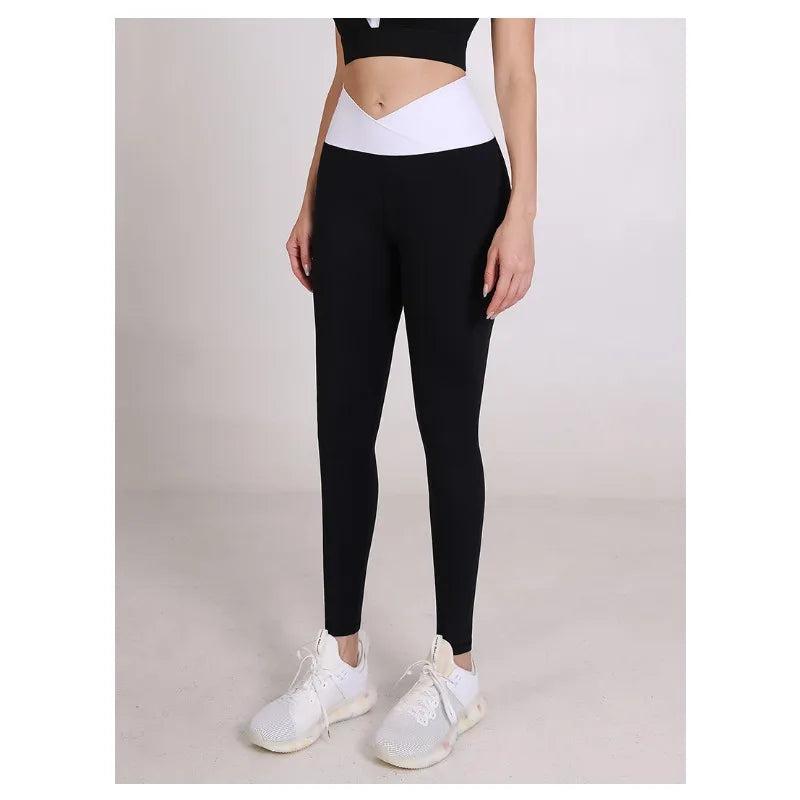 Spliced V-shaped Waist Sportwear Yoga Pants for Women 2025 Training Gym Clothes Wrap Tights Leggings Female Clothing