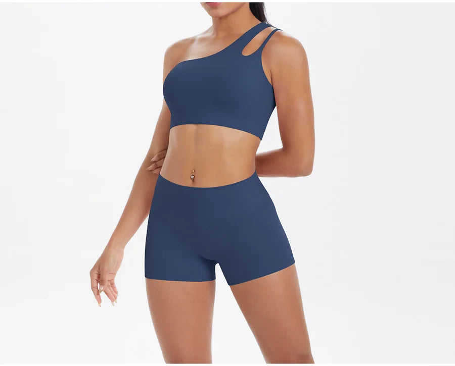 2PCS Yoga Set Women Gym Sports Suits Fitness Bra Crop Top Workout Clothes Female Athletic Wear Push Up Shorts Sportswear
