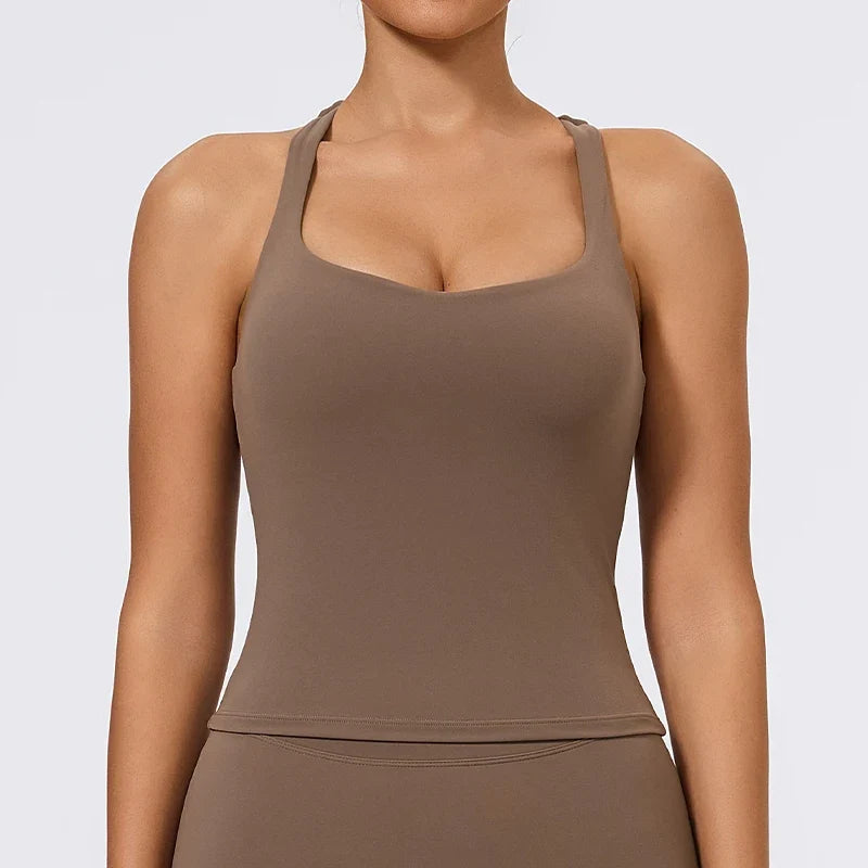Hearuisavy Summer Woman Sports Vest I-Back Strap Design Gym Sportswear Breathable Quick Dry Fitness Tank Top Running Yoga Top