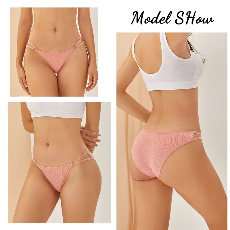 3Pcs Women Cotton Lingerie Sexy Soft Fashion Panties Femme Buckle Design Underwear Pantys Underpant Lingerie Lace Intimates S-XL
