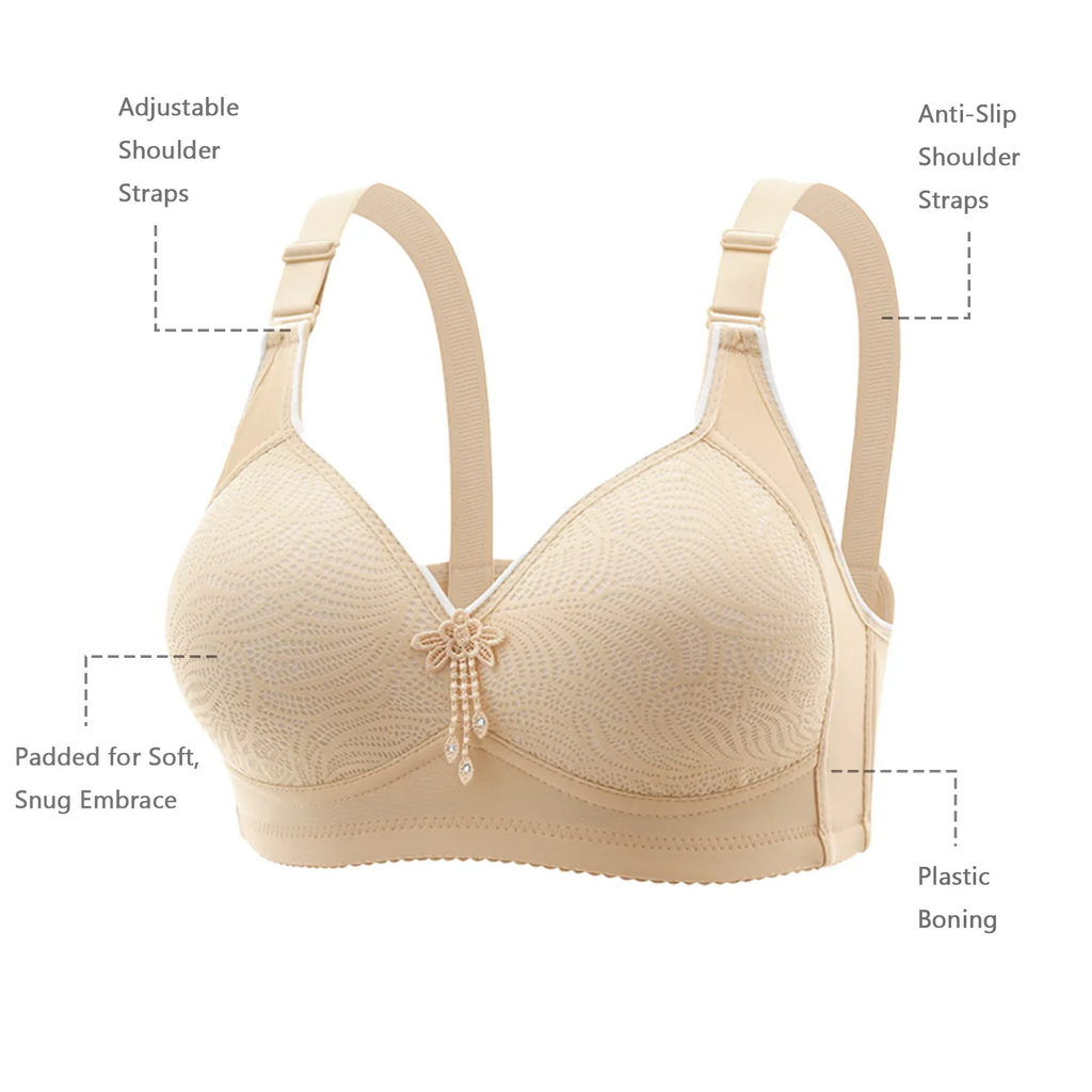 6 Pieces Color Women' Sexy Lace No Wire Bras Plus Size Adjustable Shoulders Strap T-Shirt Bra For Cup A B C D