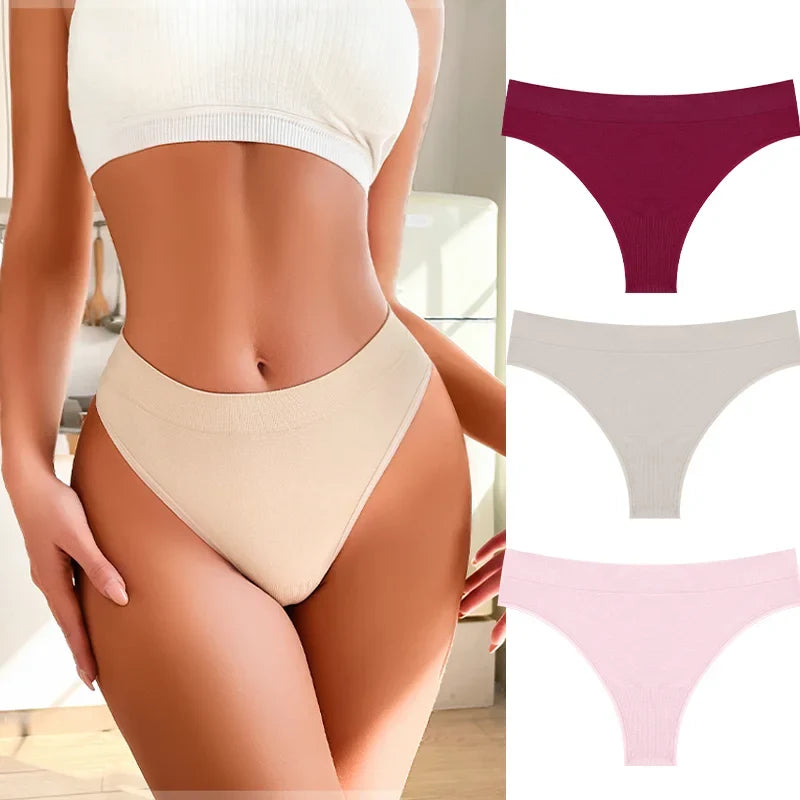 3PCS Seamless Women's Lingerie Female Thongs Sexy Underwear Low-Rise Underpant Women's Panties Intimates Bikini Briefs S-XL