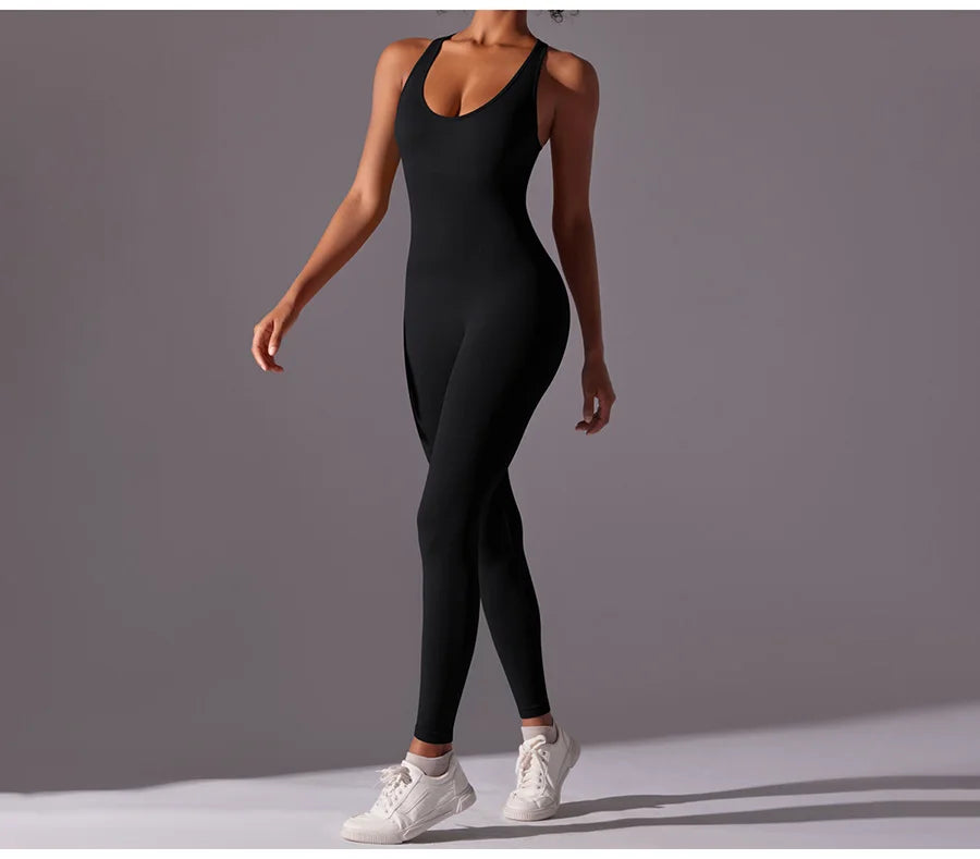 Seamless One-Piece Yoga Jumpsuit Women Fitness Sports Overalls Dance Workout Set Stretch Bodysuit Gym Clothes Push Up Sportswear